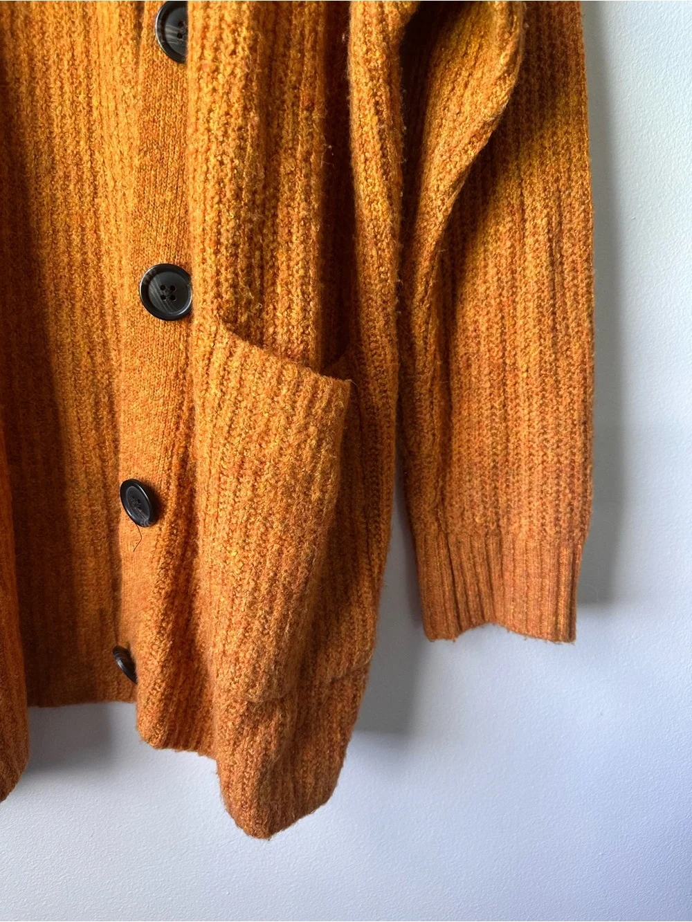 American Eagle Orange Textured Knit Cardigan - Picture 6 of 8